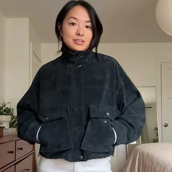 Zara 100% Leather Bomber Jacket